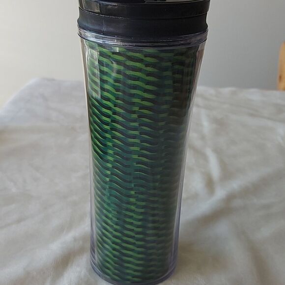 2011 Starbucks Green and Black Pattern Travel Mug - Picture 2 of 5